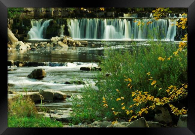 GREEN WATERFALL Framed Print by andrew saxton