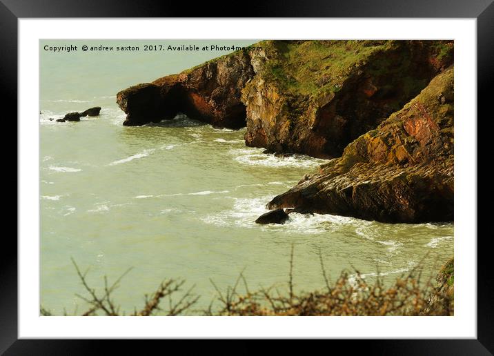 THE CLIFFS OF DEVON Framed Mounted Print by andrew saxton