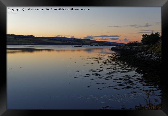 SUNSET LOCH Framed Print by andrew saxton