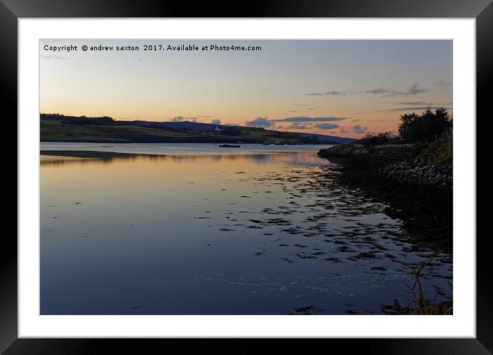 SUNSET LOCH Framed Mounted Print by andrew saxton
