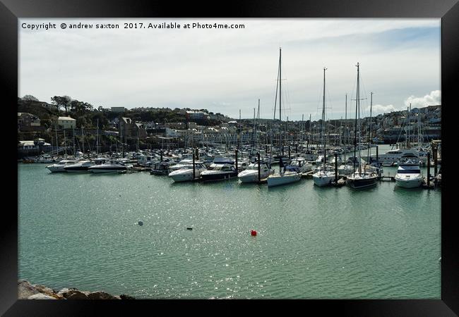 BOATS IN THE SUN Framed Print by andrew saxton