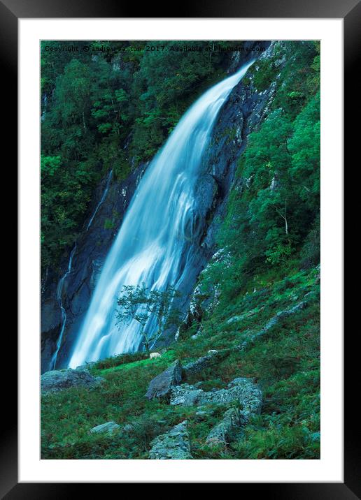 ABER FALLS OFF THE TOP Framed Mounted Print by andrew saxton