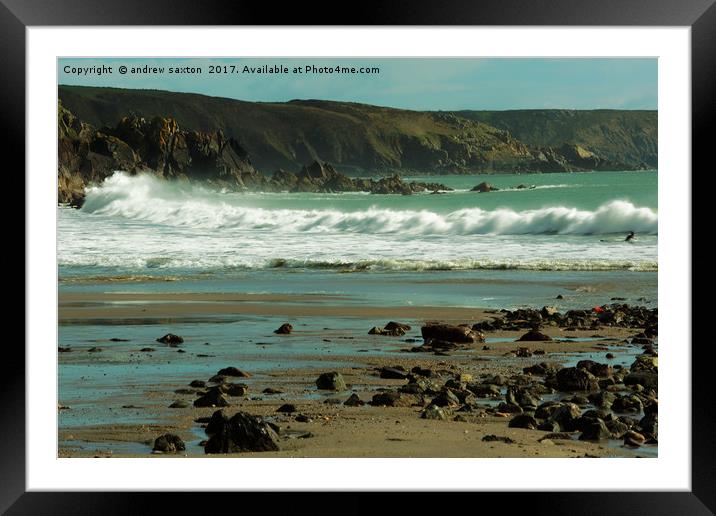 STILL SOME BEACH Framed Mounted Print by andrew saxton