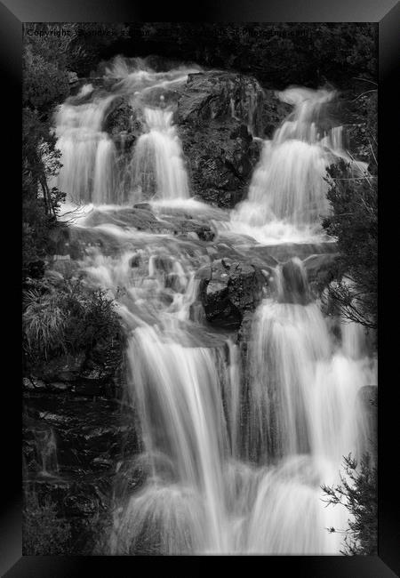 COUNTRYSIDE WATERFALL  Framed Print by andrew saxton