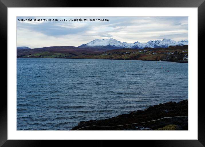 COLD LOCH WHITE MOUNTAINS Framed Mounted Print by andrew saxton