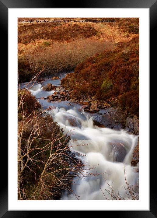 BRAMBLE WATERFALL Framed Mounted Print by andrew saxton