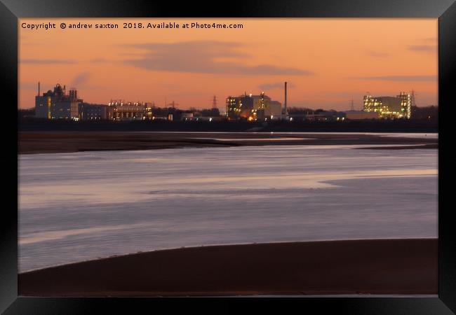 WORKING SUNSET Framed Print by andrew saxton