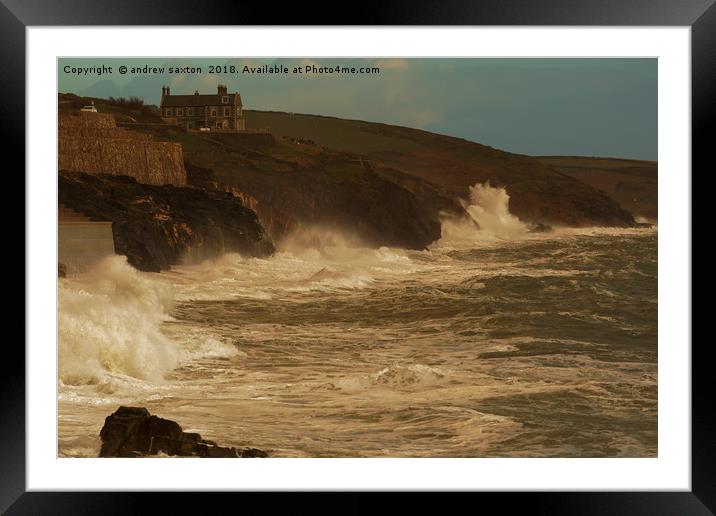 HITTING THE SHORE Framed Mounted Print by andrew saxton