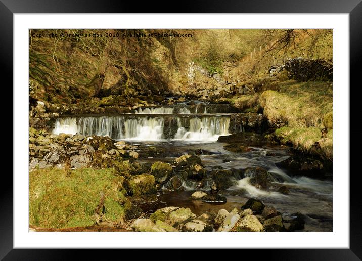 WATERFALL STAGES Framed Mounted Print by andrew saxton