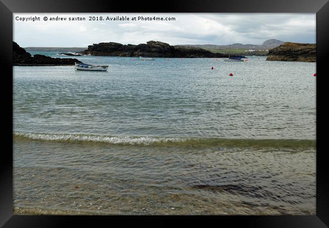 TREARDDUR BOATS Framed Print by andrew saxton