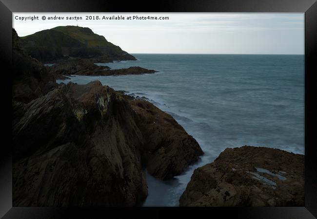 ROCKS OF ILFRACOMBE Framed Print by andrew saxton