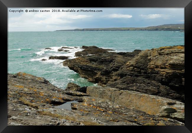 ROCKY ANGLESEY Framed Print by andrew saxton