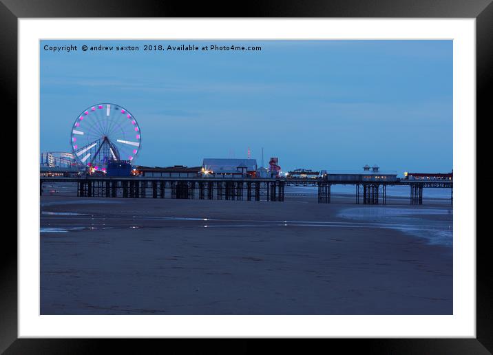 PIER IN LIGHTS Framed Mounted Print by andrew saxton