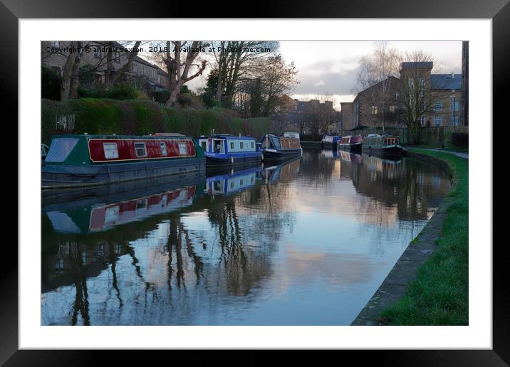 SKIPTON BARGES Framed Mounted Print by andrew saxton