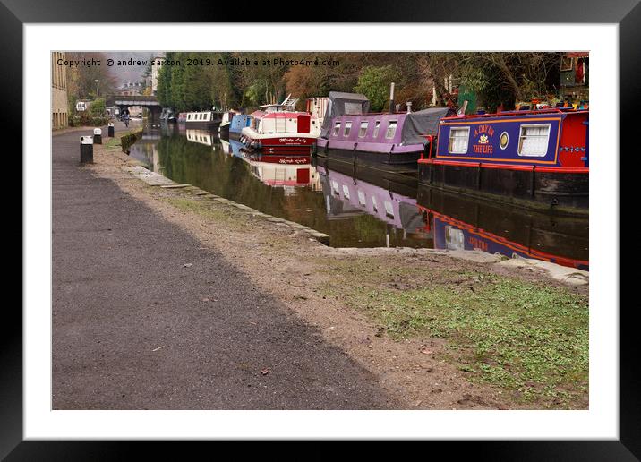 BRIDGE BARGES Framed Mounted Print by andrew saxton