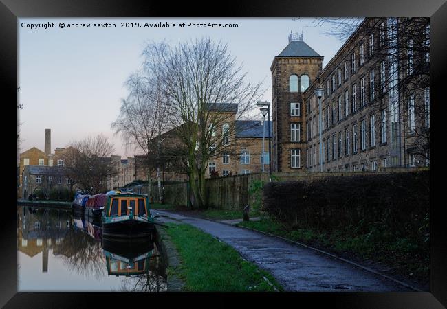 CANAL PATH Framed Print by andrew saxton