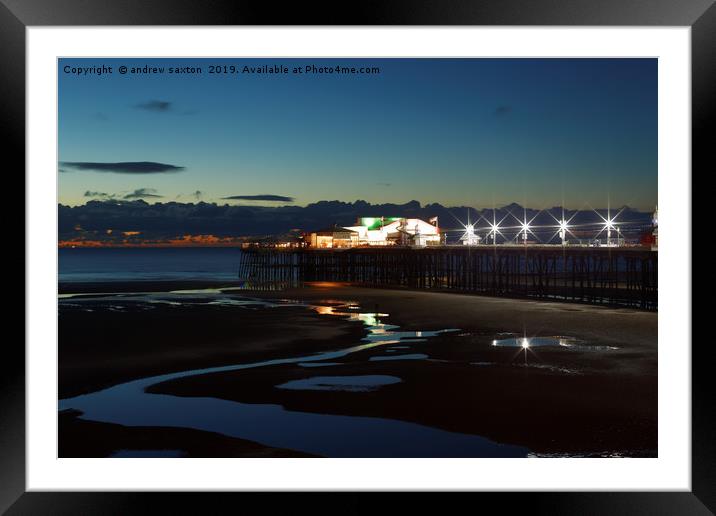 SUNSET AND LIGHTS Framed Mounted Print by andrew saxton