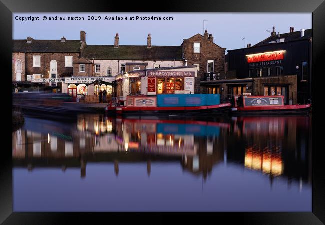 SHOPPING BARGES Framed Print by andrew saxton