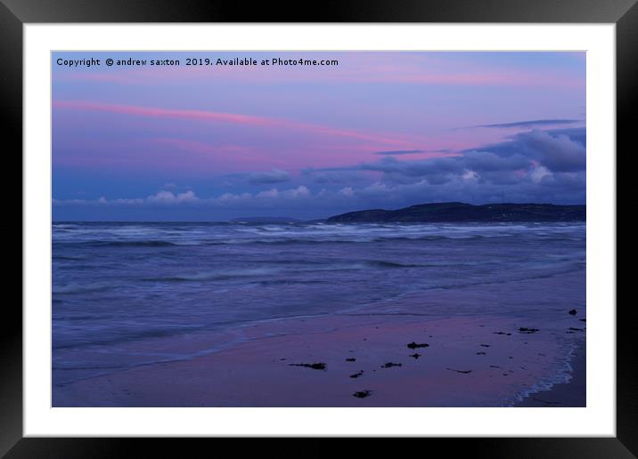BENLLECH SUNSET Framed Mounted Print by andrew saxton