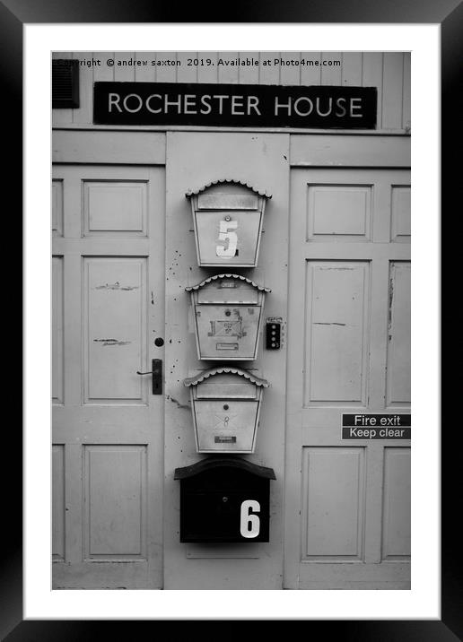 HOUSE LETTER BOXES Framed Mounted Print by andrew saxton