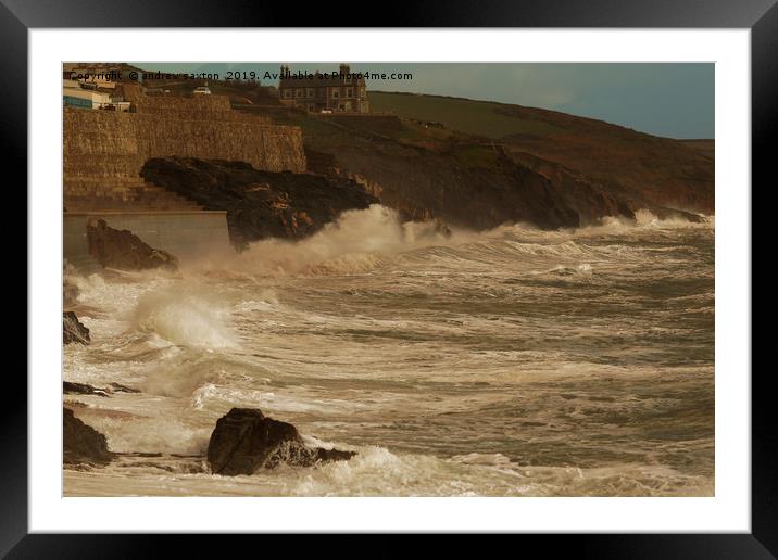ROCK BATTERING  Framed Mounted Print by andrew saxton