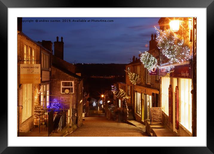 CHRISTMAS IN HAWORTH Framed Mounted Print by andrew saxton