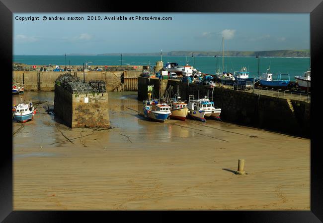 BOATS AT HOME Framed Print by andrew saxton