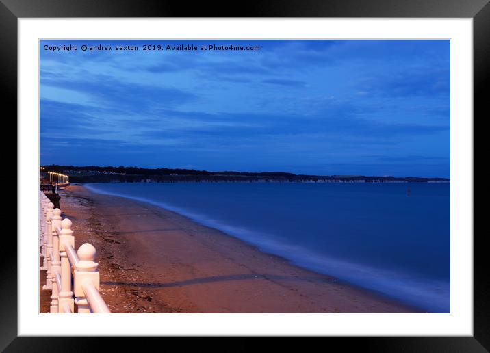 SEA AT NIGHT  Framed Mounted Print by andrew saxton