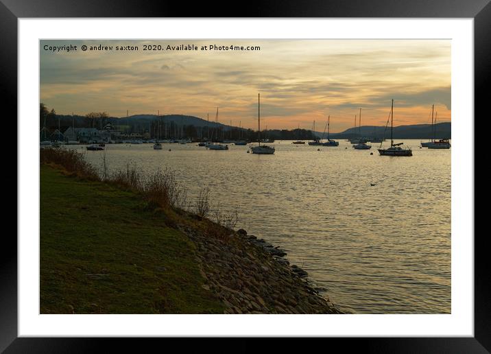 MOORED BOATS Framed Mounted Print by andrew saxton