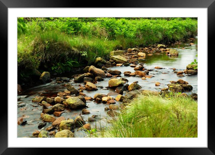 STONES IN WATER Framed Mounted Print by andrew saxton