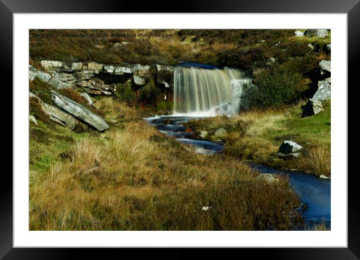 waterfall to water Framed Mounted Print by andrew saxton
