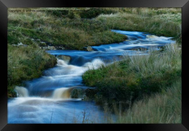 FALLING STREAM Framed Print by andrew saxton