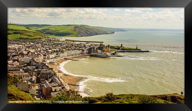 Aberystwyth from Camer Obscura Hill. Framed Print by John Morgan