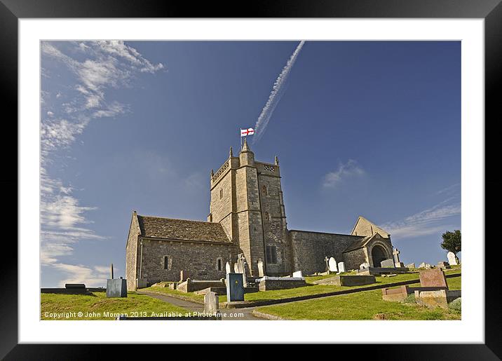Looking up to Uphill Church. Framed Mounted Print by John Morgan