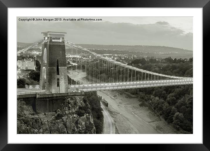 The Suspension Bridge. Framed Mounted Print by John Morgan