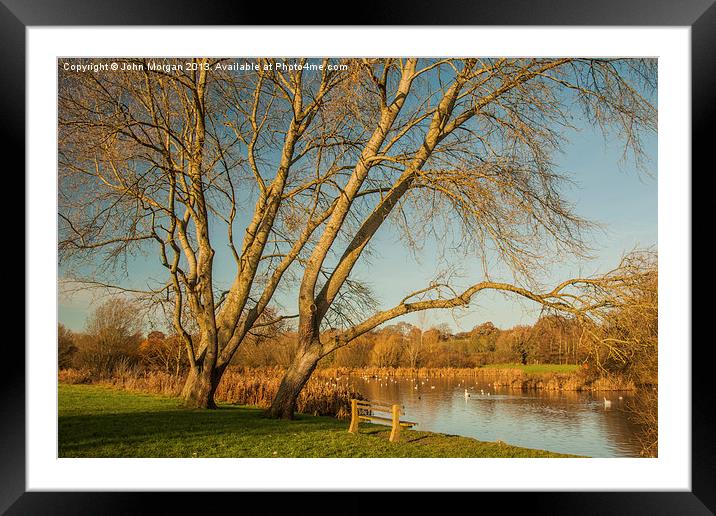 Lake side. Framed Mounted Print by John Morgan