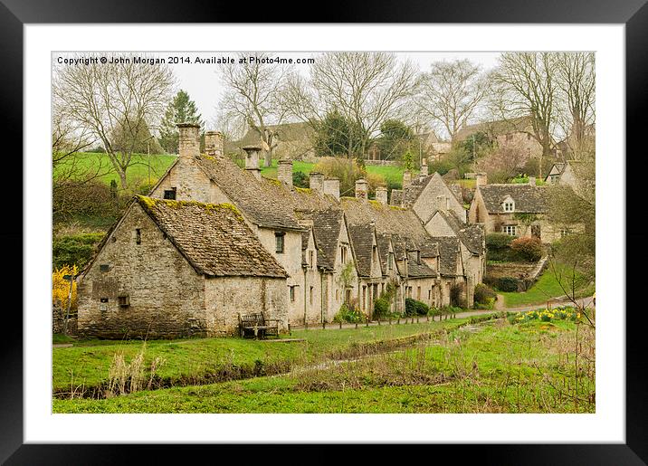 Arlington Row, Bibury. Framed Mounted Print by John Morgan