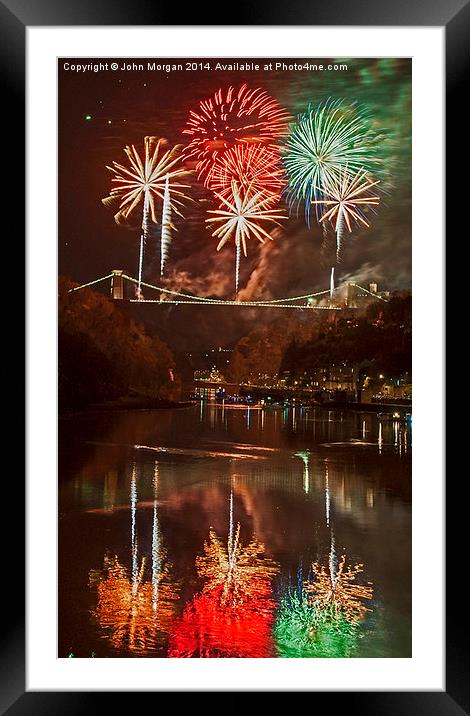  Fireworks on the Bridge. Framed Mounted Print by John Morgan
