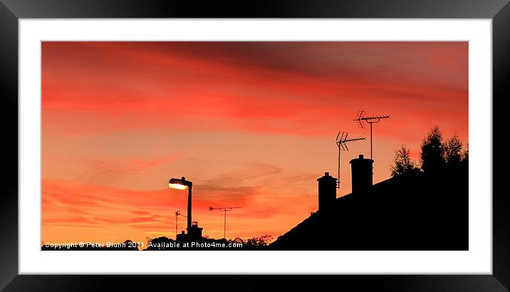 Urban sky @ dusk with Silhouettes Framed Mounted Print by Peter Blunn