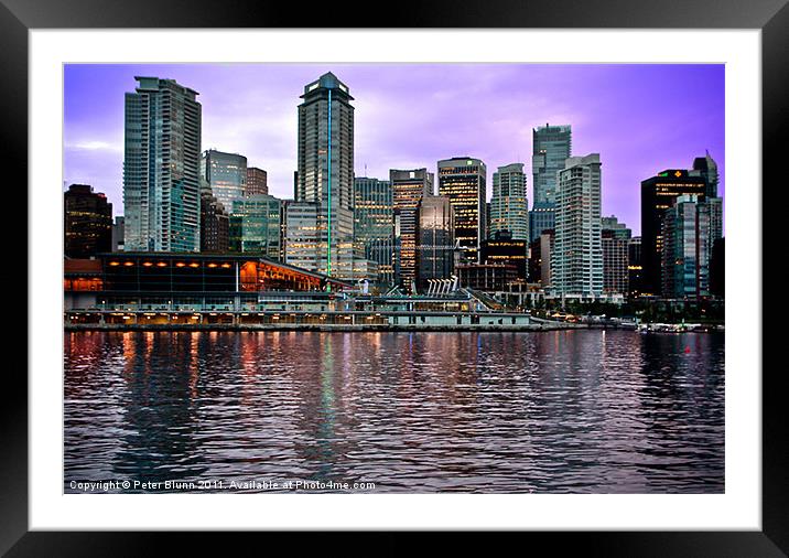 Vancouver Harbour @ Dusk Framed Mounted Print by Peter Blunn