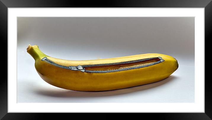 Banana with a Zip Framed Mounted Print by Peter Blunn