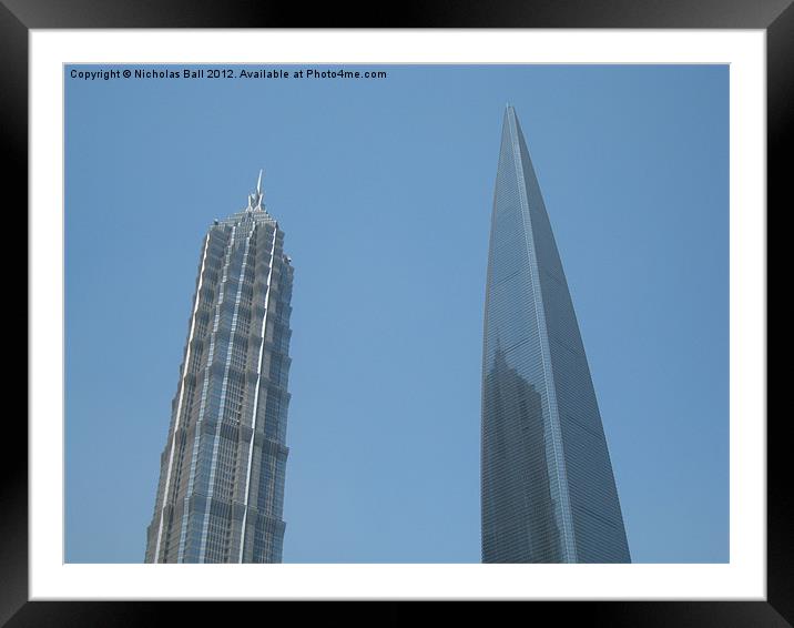 Shanghai World Financial Centre and JinMao Tower Framed Mounted Print by Nicholas Ball