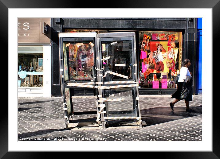 The leaning phonebooths of Liverpool Framed Mounted Print by Maria Tzamtzi Photography