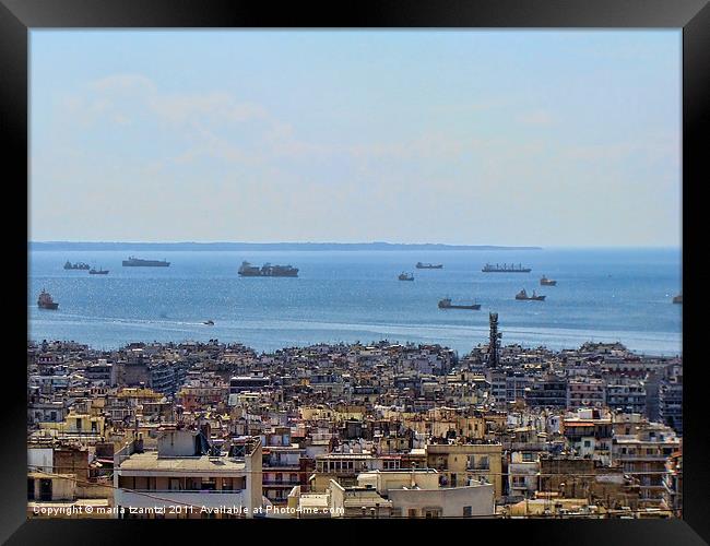 View from Ano Poli (Upper Town), Thessaloniki Framed Print by Maria Tzamtzi Photography