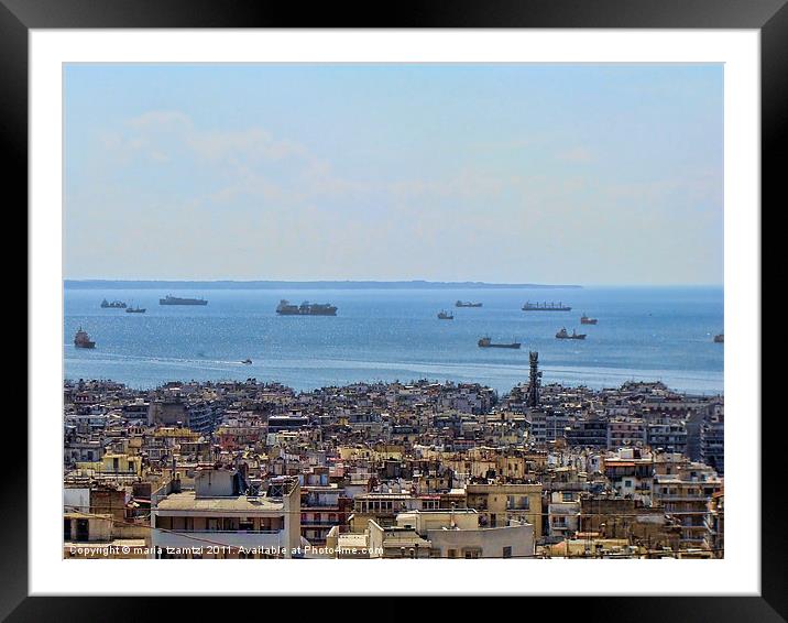 View from Ano Poli (Upper Town), Thessaloniki Framed Mounted Print by Maria Tzamtzi Photography