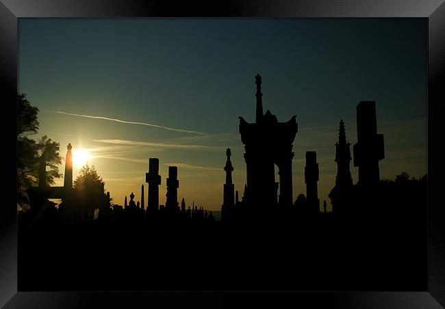 Undercliffe Cemetery Silhouettes Framed Print by Maria Tzamtzi Photography