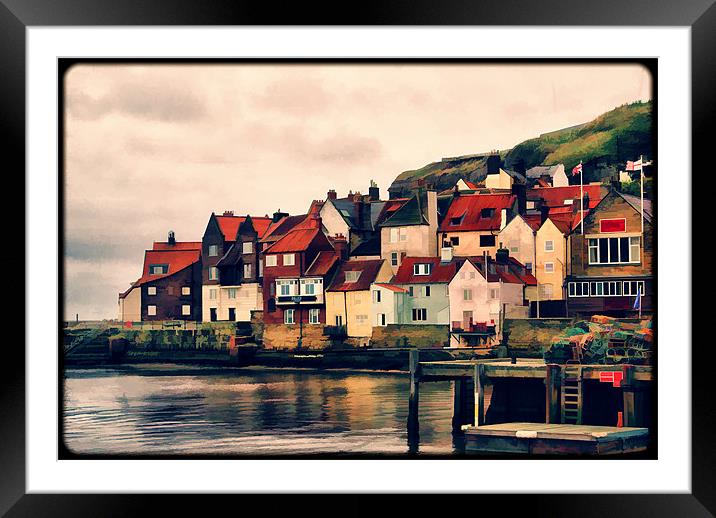 Retro Whitby Painting look Framed Mounted Print by Maria Tzamtzi Photography