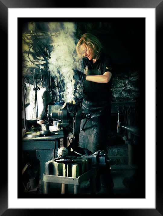 Blacksmith at work Framed Mounted Print by Maria Tzamtzi Photography