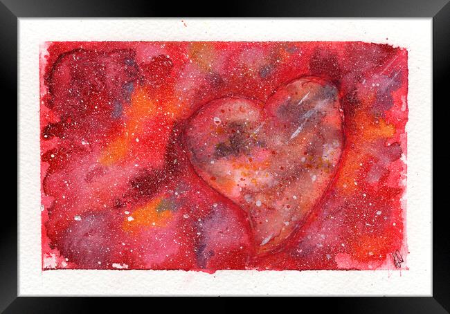 Original Art - Space Heart Love Valentines Framed Print by Maria Tzamtzi Photography