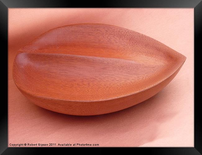 Carved wood leaf bowl Framed Print by Robert Gipson